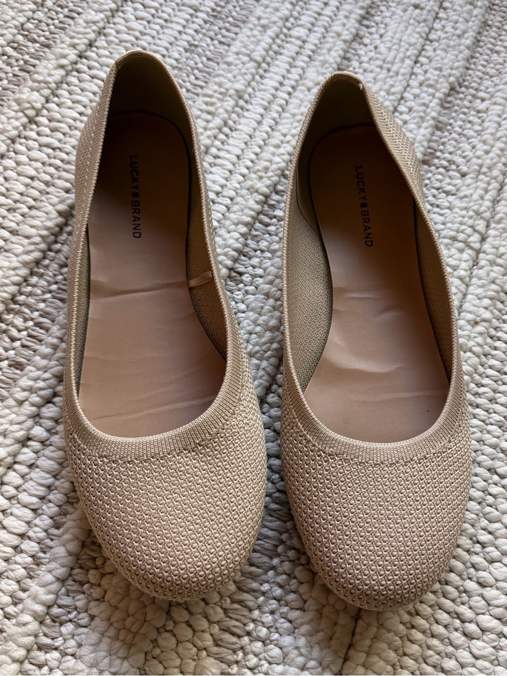 Lucky Brand Neutral Knit Ballet Flats in Beige